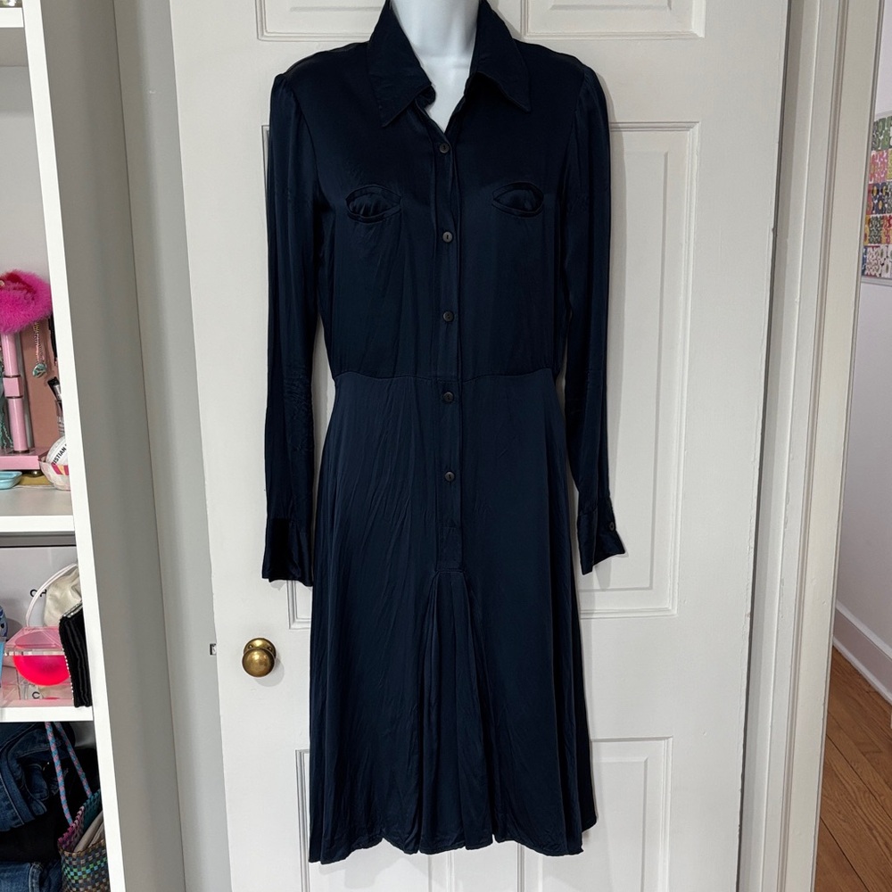 Hazel Brown navy silk dress 2
